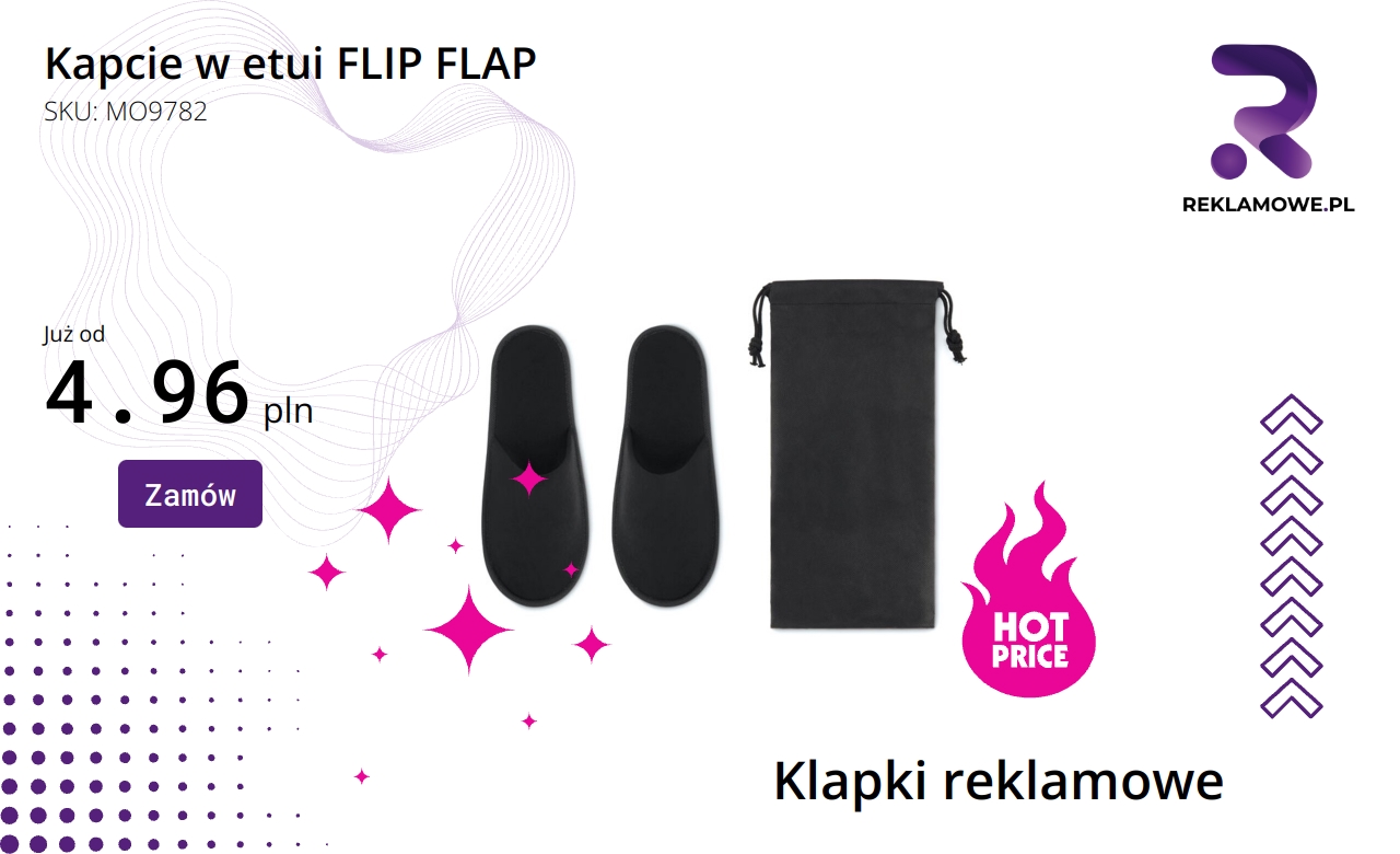 Kapcie w etui FLIP FLAP na tle neutralnym